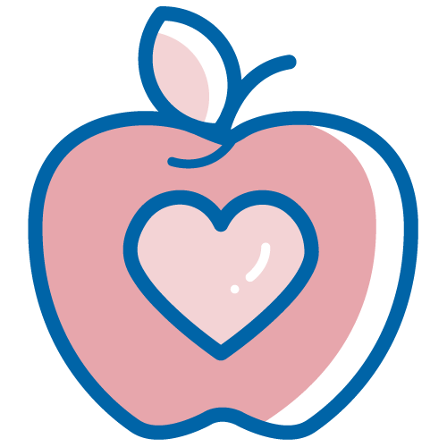 Manzana con un corazón en el interior. Ilustración.​​ 