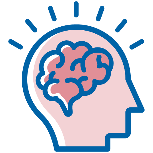Cerebro dentro de una cabeza. Ilustración​​ 