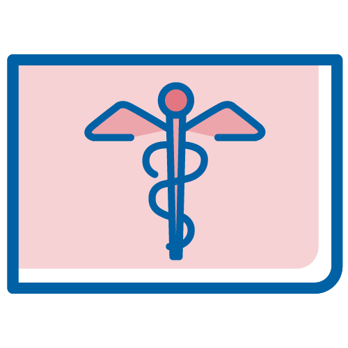 Tarjeta con caduceo. Ilustración.​​ 