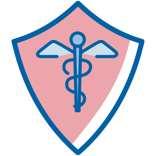 Escudo con caduceo. Ilustración.​​ 
