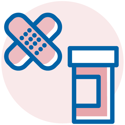 Dos comprimidos de medicamento. Ilustración​​ 