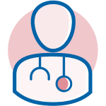 Médico con estetoscopio. Ilustración.​​ 