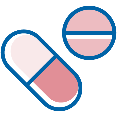 Dos comprimidos de medicamento. Ilustración.​​ 