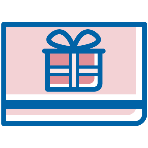 Tarjeta de regalo con caja de regalo. Ilustración.​​ 
