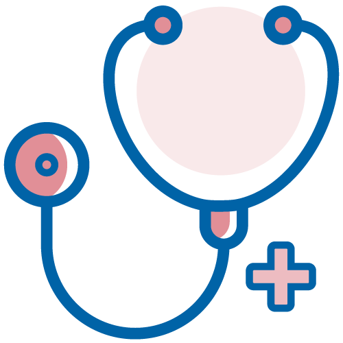 Estetoscopio con una cruz médica. Ilustración.​​ 