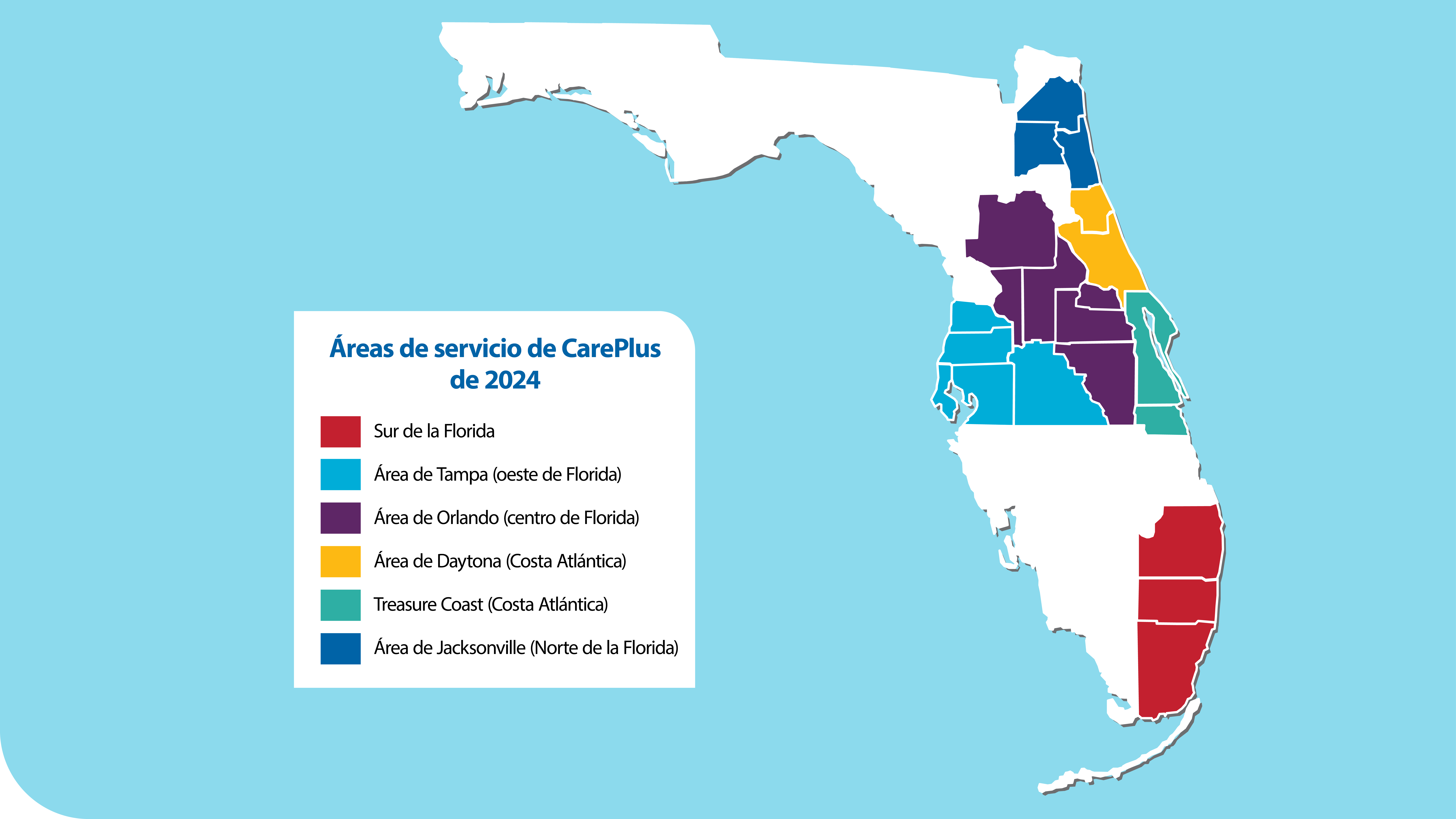 Mapa de 2024 áreas de servicio de CarePlus.